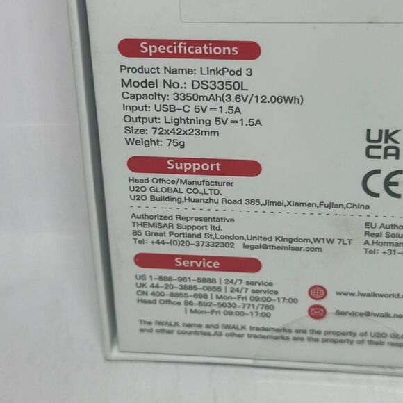 iWALK LinkPod3 3350mAh Portable iPhone Charger - Pink, DS3350L - Picture 3 of 5